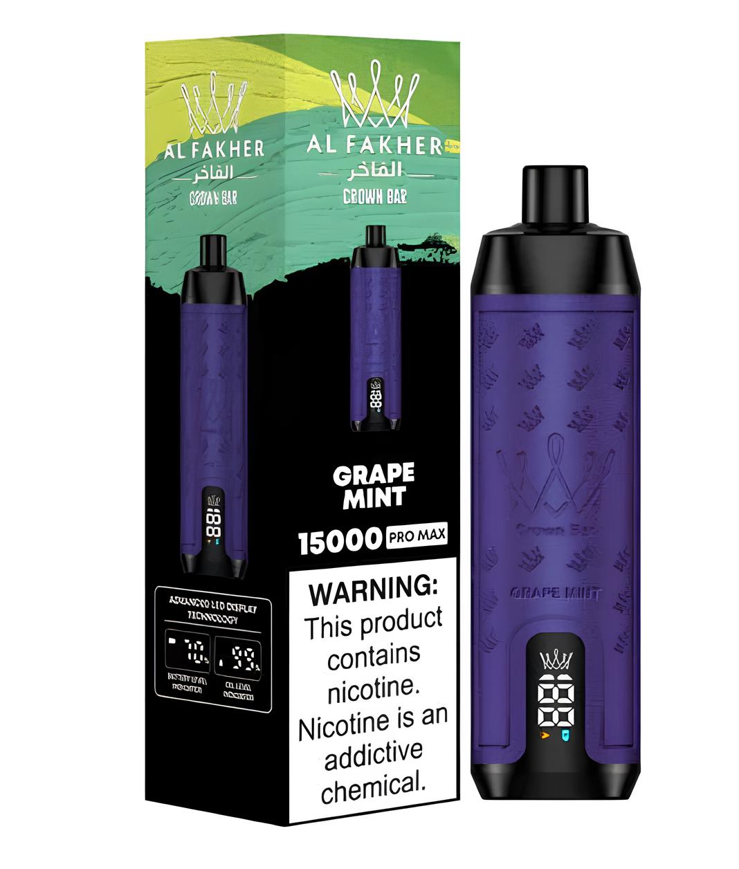 Al Fakher Crown Bar Grape Mint – 5000 Puff Rechargeable Disposable (5% Nic)