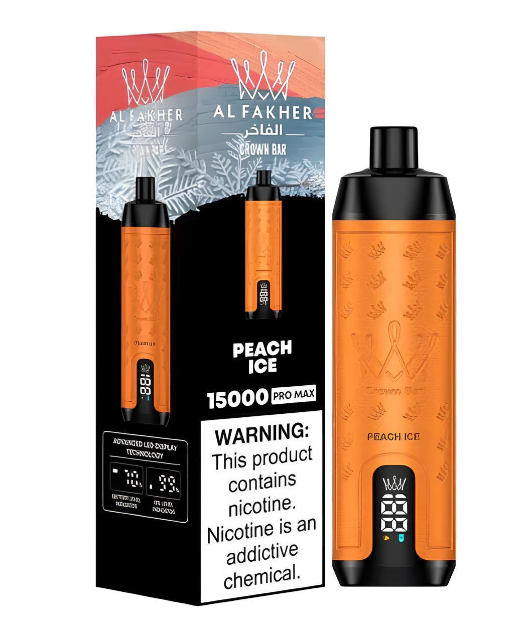 Al Fakher Crown Bar Peach Ice – 5000 Puff Rechargeable Disposable (5% Nic)