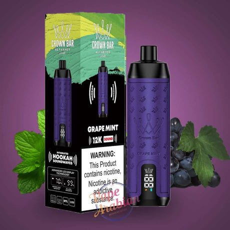 Al Fakher Crown Bar Grape Mint 5000 puff rechargeable
disposable – hookah grape mint flavor 5% nic salt vape device