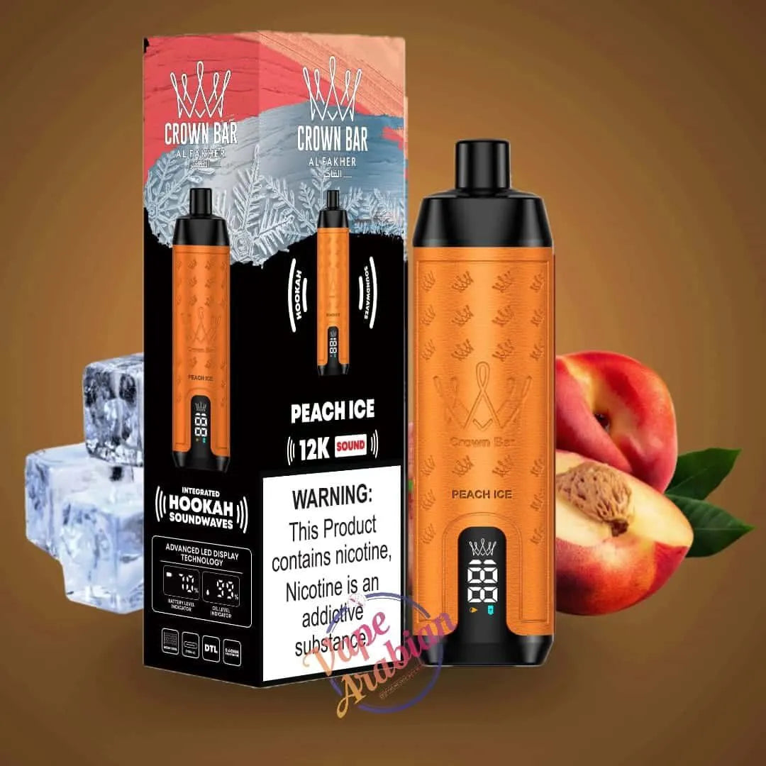 Al Fakher Crown Bar Peach Ice – 5000 Puff Rechargeable Disposable (5% Nic)