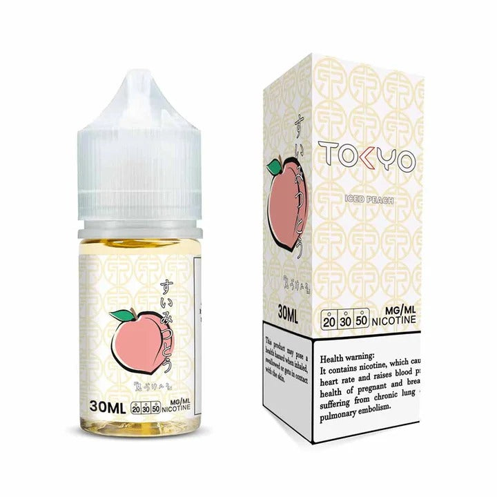 Tokyo Iced Peach 50mg Nic Salt 30ml – chilled sweet peach
flavored vape juice
