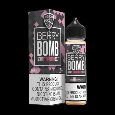 VGOD Berry Bomb 50mg SaltNic 30ml – intense sour strawberry
belt candy vape juice