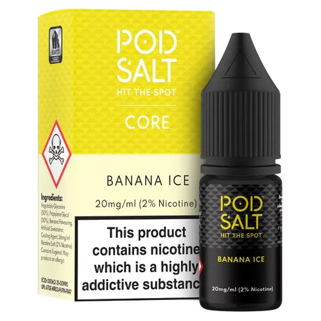 Pod Salt Banana Ice 20mg Nic Salt E-Liquid – banana popsicle
flavor with menthol coolness