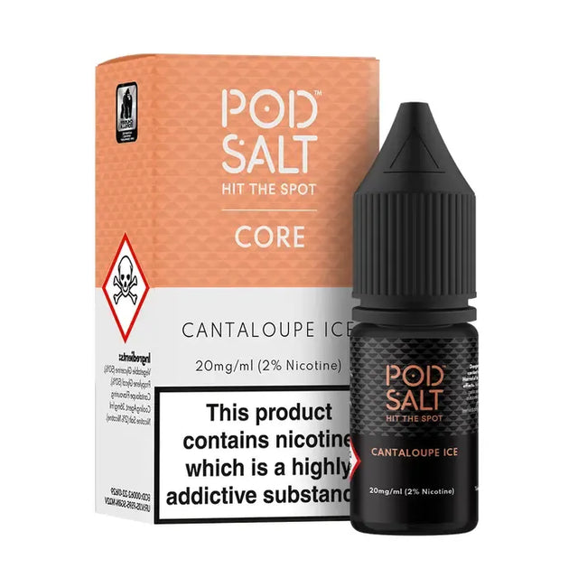 Pod Salt Cantaloupe Ice 20mg Nic Salt – sweet cantaloupe melon
with icy cool exhale e-liquid