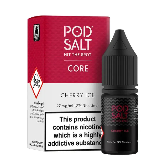 Pod Salt Cherry Ice 20mg Nic Salt E-Liquid – sweet dark cherry
flavor with icy menthol twist