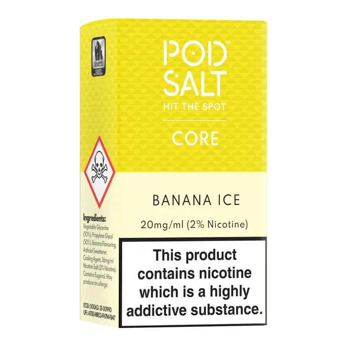 Pod Salt Banana Ice 20mg Nic Salt E-Liquid – banana popsicle
flavor with menthol coolness