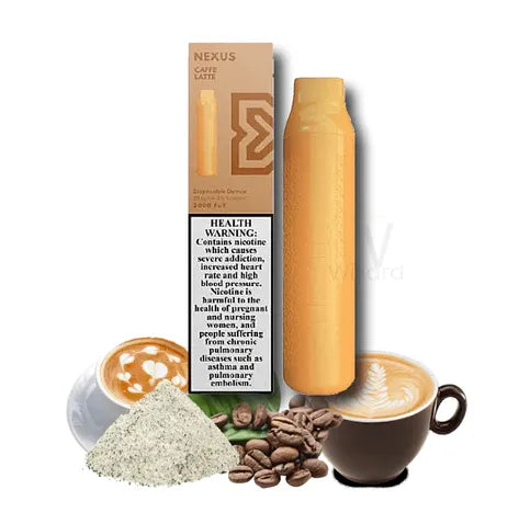 Pod Salt Nexus Café Latte disposable vape – coffee flavor 2% nic
salt, ~2500 puffs device